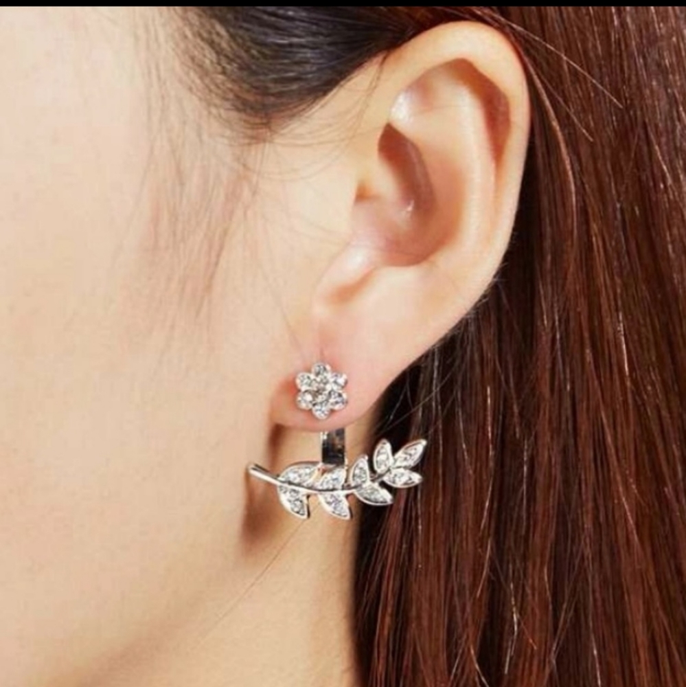 Double Sided Flower and Stem Earrings
